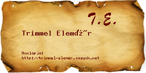 Trimmel Elemér névjegykártya